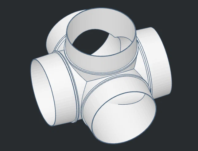 Thông gió Ø100mm dạng chữ thập 1 vào 4 ra - Image 1
