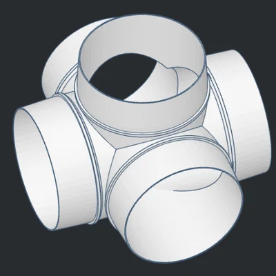 Thông gió Ø100mm dạng chữ thập 1 vào 4 ra