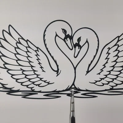 Tranh Treo Tường 2D Cặp Thiên Nga Lãng Mạn (Romantic Swan Couple 2D Wall Art)
