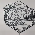 Rhino Nature Landscape 2D Wall Art - Tranh Treo Tường 2D STL Tê Giác - Thumbnail 3