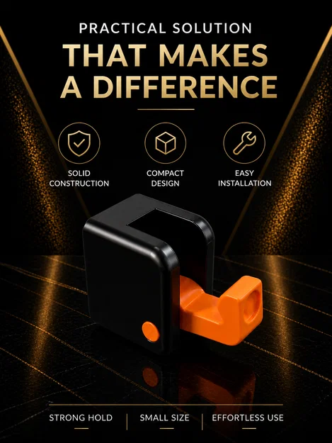 Móc treo/giá treo tường gập gọn – tối giản, nhỏ gọn, đen-cam - Image 1