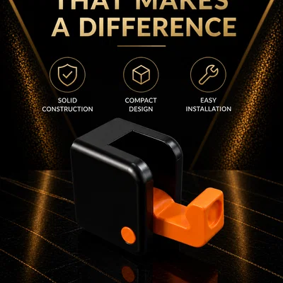 Móc treo/giá treo tường gập gọn – tối giản, nhỏ gọn, đen-cam