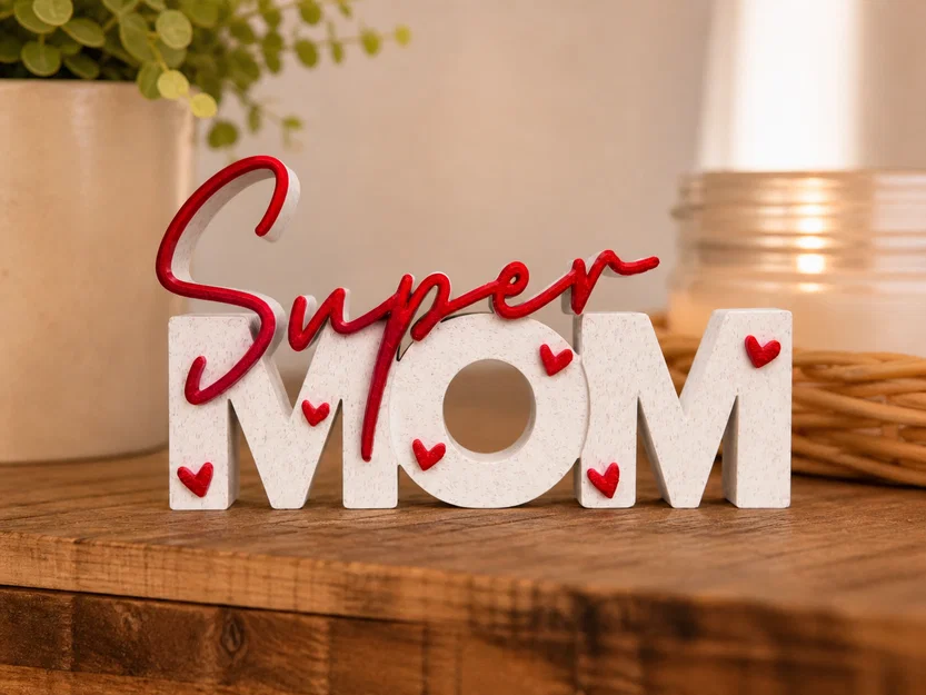 Super Mom – Bảng chữ 3D | Quà Ngày của Mẹ | Trang trí đa màu - Image 1