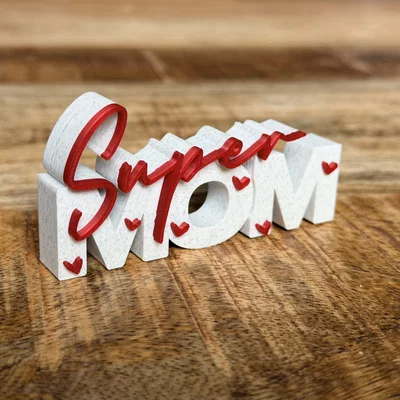 Super Mom – Bảng chữ 3D | Quà Ngày của Mẹ | Trang trí đa màu