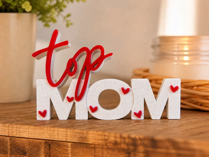 Top Mom – Bảng chữ 3D | Quà Mother’s Day | Decor nhiều màu - Image 1