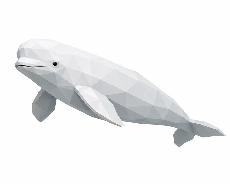 Mô hình cá voi trắng Beluga phong cách Low Poly nghệ thuật - Image 1