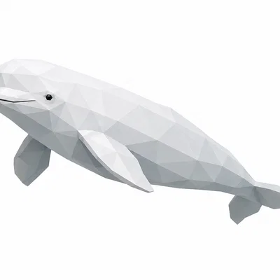 Mô hình cá voi trắng Beluga phong cách Low Poly nghệ thuật