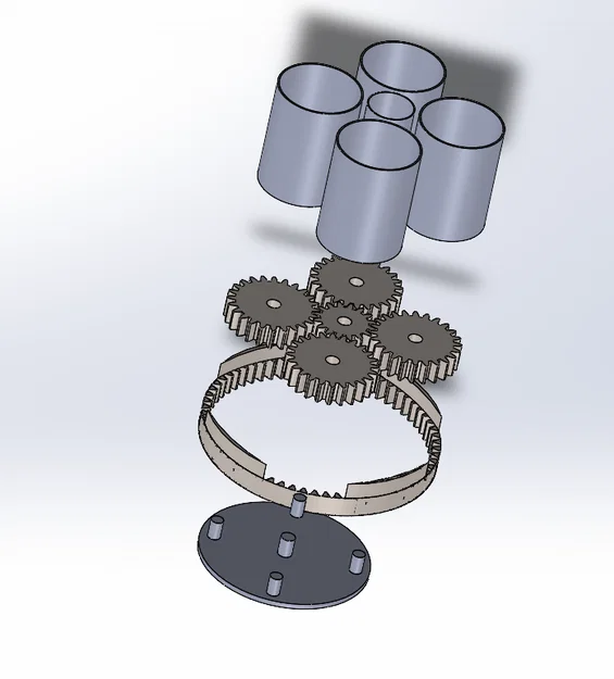 Mô hình 3D ống cắm bút cơ chế bánh răng hành tinh độc đáo - Image 1