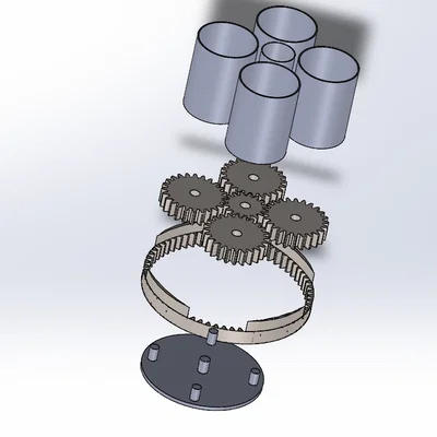 Mô hình 3D ống cắm bút cơ chế bánh răng hành tinh độc đáo