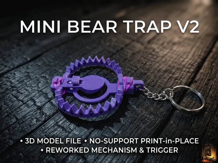 Mô hình bẫy gấu mini (Mini Bear Trap V2) - File in 3D độc lạ - Image 1