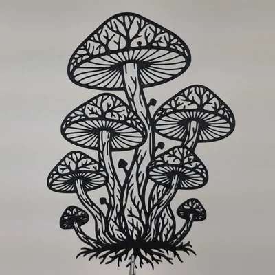 Mystic Forest Mushrooms 2D Wall Art – Tranh Treo Tường 2D Hình Nấm