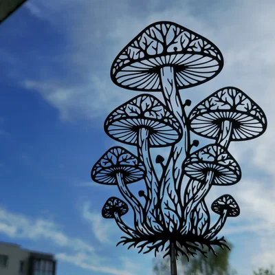 Mystic Forest Mushrooms 2D Wall Art – Tranh Treo Tường 2D Hình Nấm
