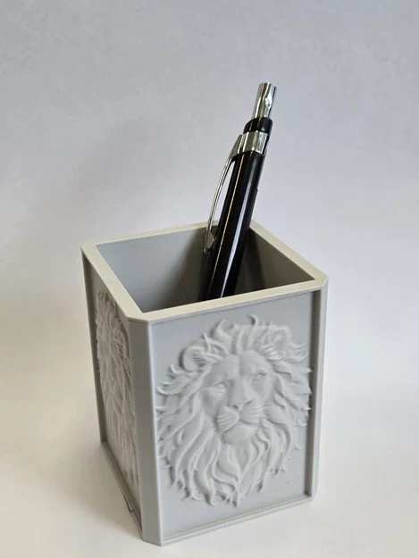 Khay đựng bút hình đầu sư tử (Lion Pen Cup Organizer) in 3D - Image 1