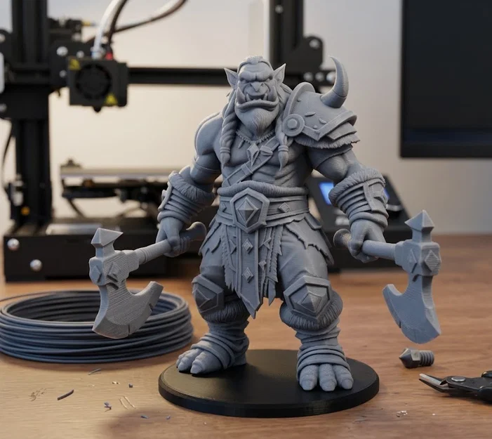 Mô hình Chiến binh Orc cầm rìu chiến (Orc Warrior with Axes) để in 3D - Image 1