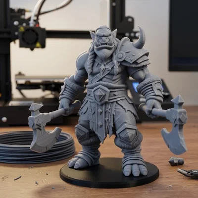 Mô hình Chiến binh Orc cầm rìu chiến (Orc Warrior with Axes) để in 3D