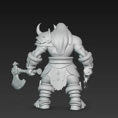 Mô hình Chiến binh Orc cầm rìu chiến (Orc Warrior with Axes) để in 3D