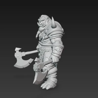 Mô hình Chiến binh Orc cầm rìu chiến (Orc Warrior with Axes) để in 3D