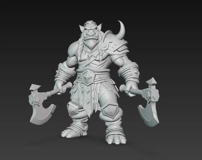 Mô hình Chiến binh Orc cầm rìu chiến (Orc Warrior with Axes) để in 3D - Image 4