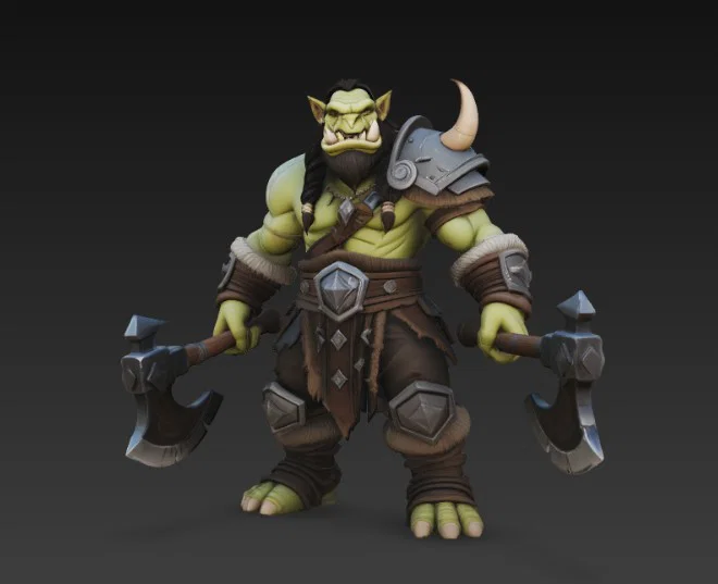 Mô hình Chiến binh Orc cầm rìu chiến (Orc Warrior with Axes) để in 3D - Image 5