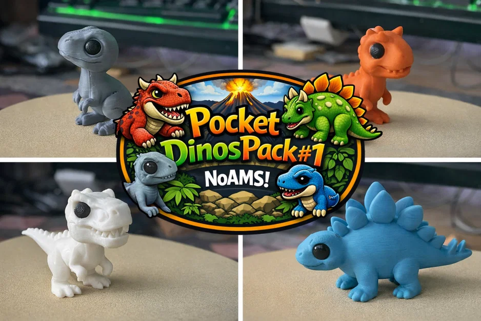 Pocket Dinos Pack #1 – CARTOON EDITION (noAMS) | Bộ khủng long chibi bỏ túi - Image 1