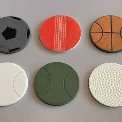 Bộ lót ly bóng thể thao: Soccer Baseball Basketball Tennis Golf Cricket Volleyball
