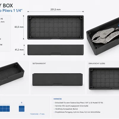 Khay đựng kìm chết Gedore chuẩn Gridfinity in 3D cực tiện dụng