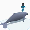 Mô hình chú cá voi phun nước nâng đỡ thuyền Benchy trang trí bàn - Thumbnail 1