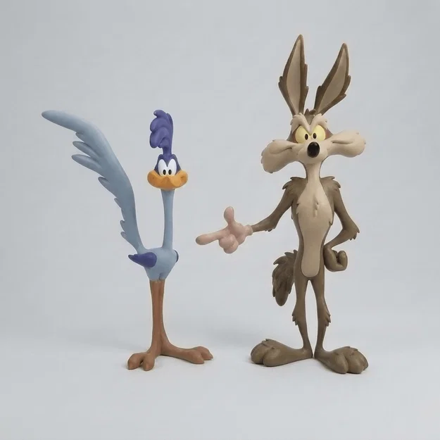 Mô hình 3D Roadrunner và Wile E. Coyote - Bộ đôi huyền thoại Looney Tunes - Image 1