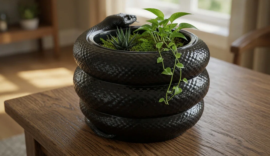 Chậu Trồng Cây Rắn Cuộn (Coiled Snake Planter Pot) - Image 1
