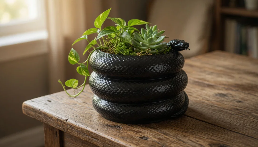Chậu Trồng Cây Rắn Cuộn (Coiled Snake Planter Pot) - Image 2