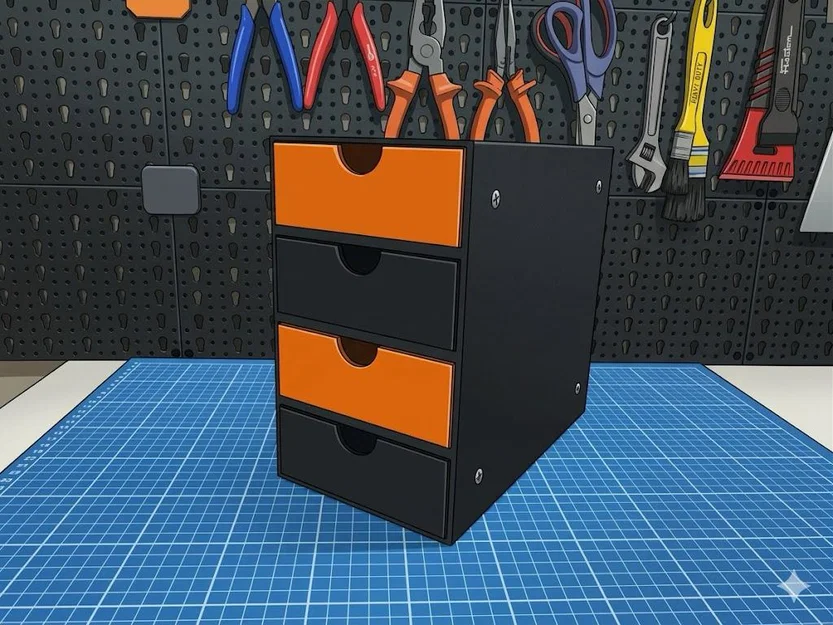 Tủ nhựa 4 ngăn kéo mini in 3D có thể kết nối bằng nam châm - Image 1