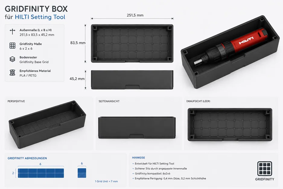 Khay Đựng Dụng Cụ HILTI Setting Tool Chuẩn Gridfinity - Image 1