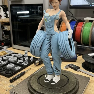 Mô hình nữ thợ cơ khí phong cách thập niên 60 (Figurine 3D)
