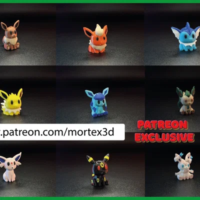 Bộ sưu tập mô hình 3D Pokemon Eevee Evolutions Mini dễ thương
