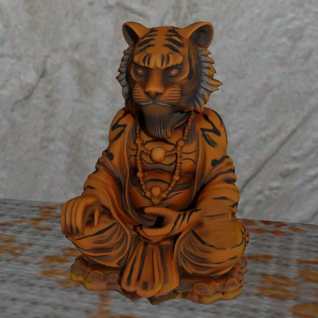 Mô hình 3D Hổ thiền sư (Zen Buddha Monk) - In 3D không cần support - Image 1