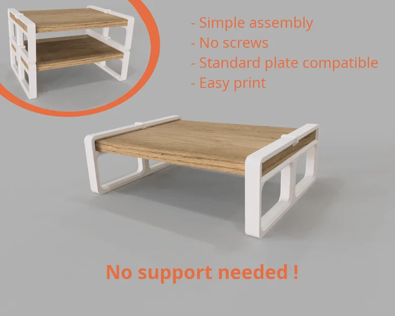 Chân kệ để bàn N°02 / Thiết kế hiện đại / In không cần support / DIY - Image 1