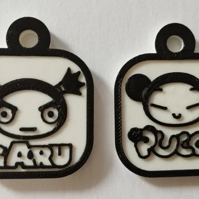 Bộ móc khóa Pucca và Garu in 3D cực xinh