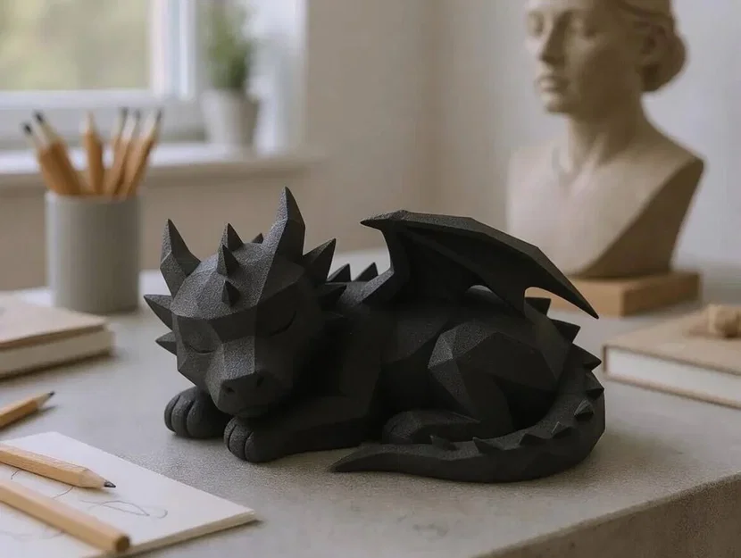 Mô hình 3D chú rồng Low Poly Sleeping Dragon trang trí bàn làm việc - Image 1