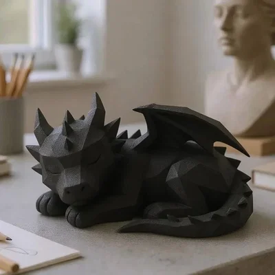Mô hình 3D chú rồng Low Poly Sleeping Dragon trang trí bàn làm việc