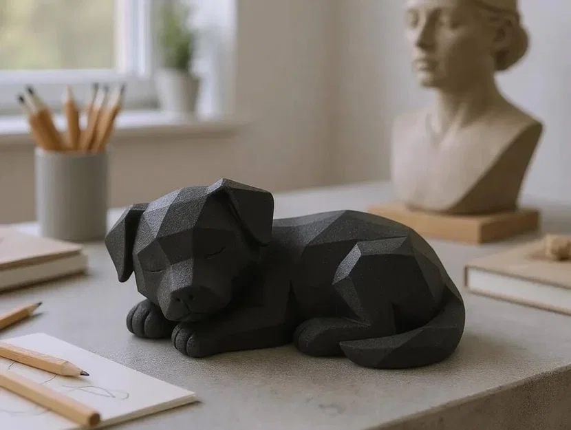 Mô hình cún con ngủ phong cách Low Poly để bàn cực xinh - Image 1