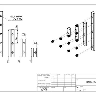 Ngàm cố định thanh ray 2020 cho LRM9 tích hợp Heat Inserts
