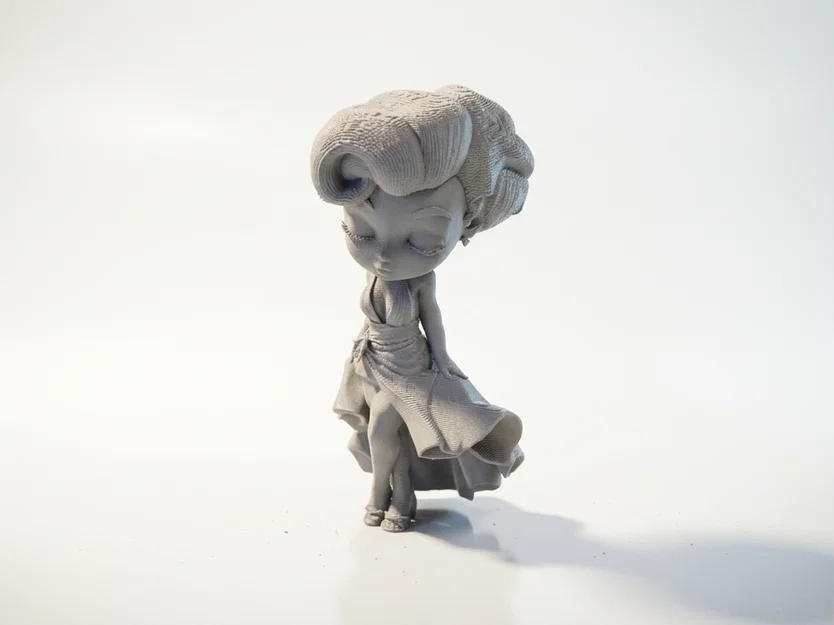 Tượng Chibi Marilyn Monroe Dễ Thương - 3D Printable (STL) - Image 4
