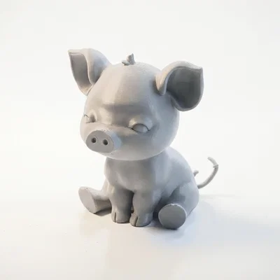 Tượng Heo Chibi Ngồi Dễ Thương – 3D Printable STL