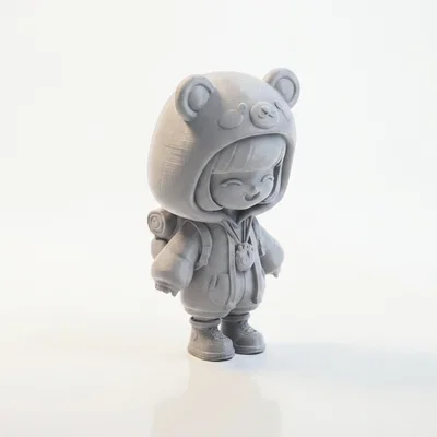 Mô Hình Chibi Em Bé Áo Hoodie Gấu Cute - 3D Printable STL