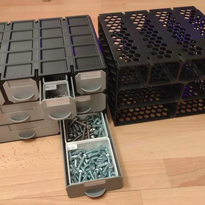 Hệ Parametric Grindfinity Box + Drawer (CadQuery)