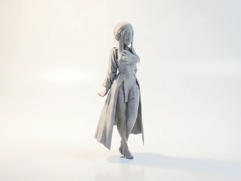 Tượng Geisha Chibi Anime Dễ Thương – Mô Hình 3D Printable (STL) - Image 1
