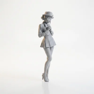 Tượng Chibi Cô Gái Đeo Nơ Cổ Dễ Thương – Mẫu 3D In Được
