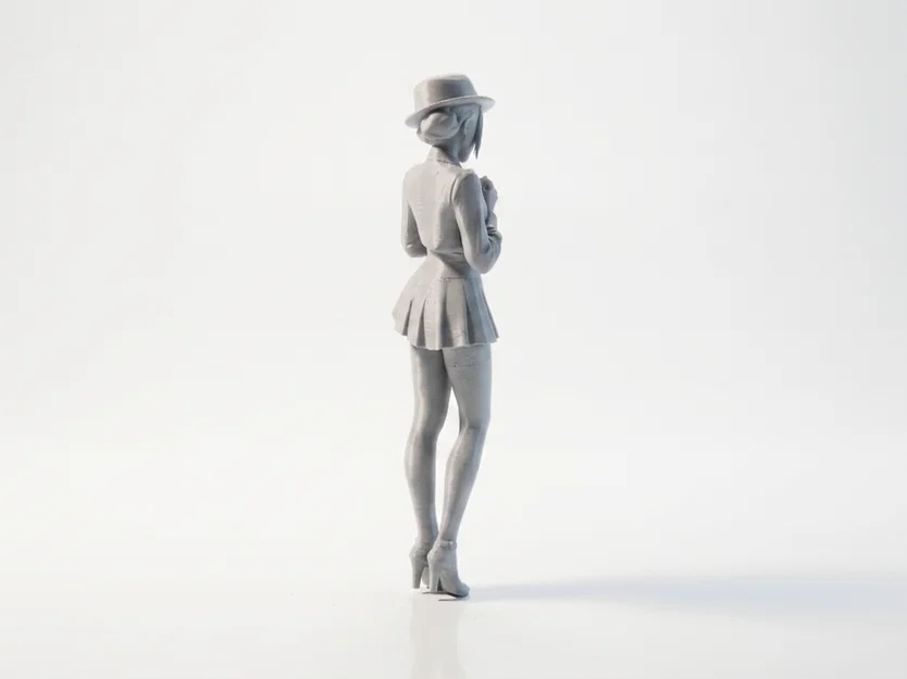Tượng Chibi Cô Gái Đeo Nơ Cổ Dễ Thương – Mẫu 3D In Được - Image 2