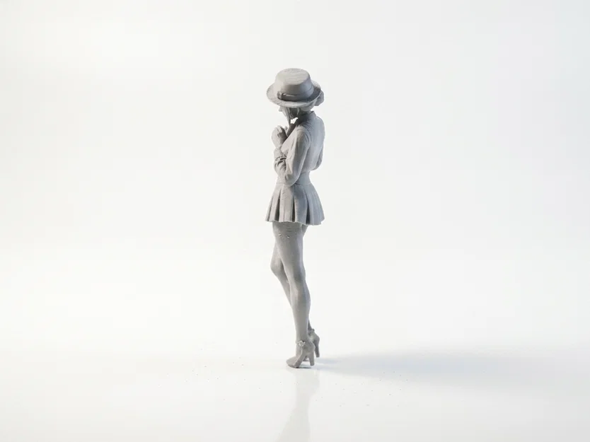 Tượng Chibi Cô Gái Đeo Nơ Cổ Dễ Thương – Mẫu 3D In Được - Image 3