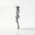 Tượng Chibi Cô Gái Đeo Nơ Cổ Dễ Thương – Mẫu 3D In Được - Thumbnail 3